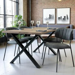 Tables À Manger Rectangulaires|Tables À Manger En Chêne|SAVONE Table à rallonge en bois de chêne fumé avec bordures naturelles 200 cm