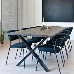 Tables À Manger Rectangulaires|Tables À Manger En Chêne|SAVONE Table à rallonge en bois de chêne fumé avec bordures naturelles 200 cm