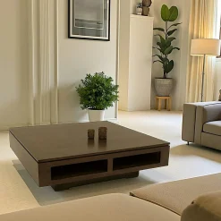 Tables Basses Carrées|Helena Table basse 1 niche hévéa 100X100cm