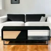 Tables Basses Design|Tables Basses À Tiroirs|ANINA Table basse 1 tiroir 1 niche bois noir et blanc