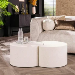 Tables Basses Design|TAJ Table basse blanche en marbre composite forme haricot