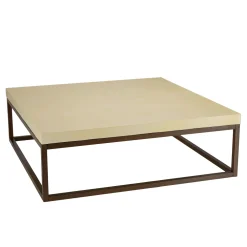 Tables Basses Carrées|BRASILIA Table basse carrée 120 cm métal et béton beige