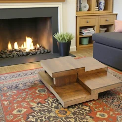 Tables Basses Carrées|Olga Table basse carrée hévéa destructurée