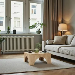 Tables Basses Carrées|SALTA Table basse carrée structure effet bois à arches