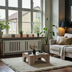 Tables Basses Carrées|SALTA Table basse carrée structure effet noyer à arches