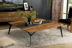Tables Basses Carrées|PANAMA Table basse carrée teck recyclé métal 120x120