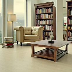 Tables Basses Carrées|Maori Table basse Chinoise Hévéa double plateaux - dont un ajouré - et pieds galbés 100x100x40cm