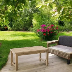 Tables Basses De Jardin|SUMMER Table basse de jardin en Teck brut massif 90cm