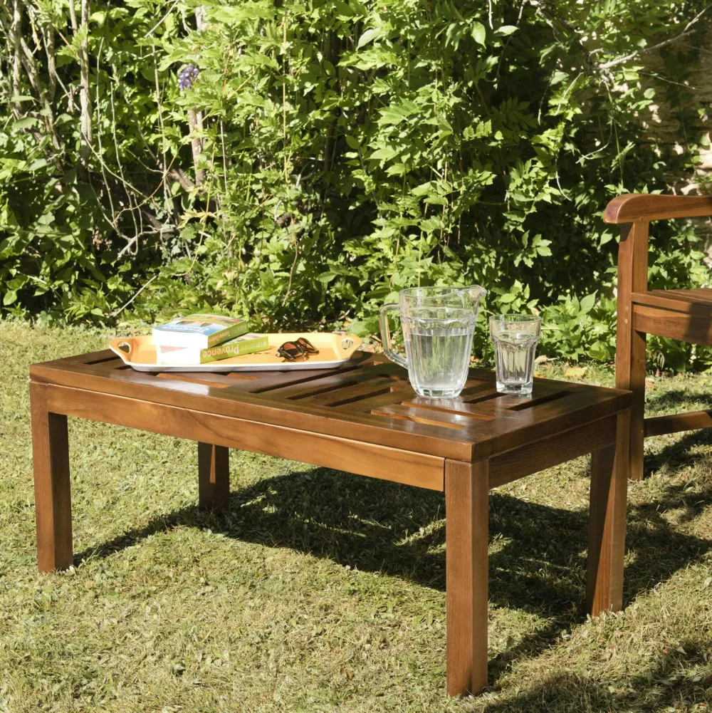 Tables Basses De Jardin|MACAO Table basse de jardin en teck huilé 100 cm