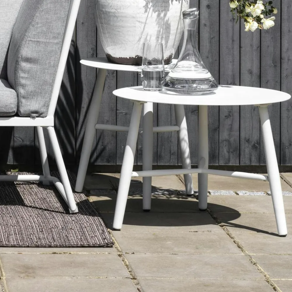 Tables Basses De Jardin|Meubles En Aluminium Brafab|STOCKHOLM Table basse de jardin en aluminium blanc Ø 60 cm