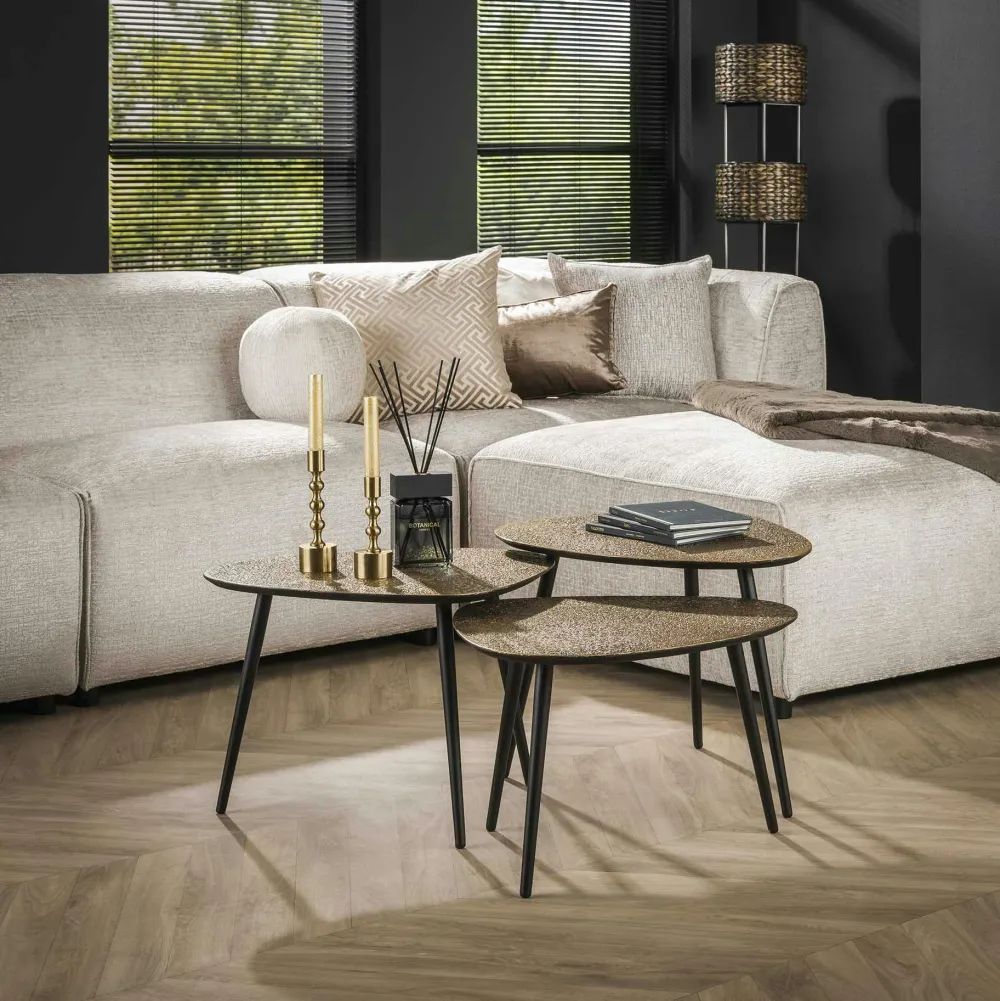 Sellettes En Métal|Tables Basses Gigognes|RALF Table basse design organique effet cuivré (lot de 3)