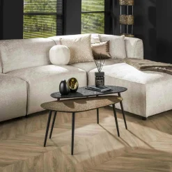 Sellettes En Métal|Tables Basses Gigognes|RALF Table basse design organique effet cuivré (lot de 3)