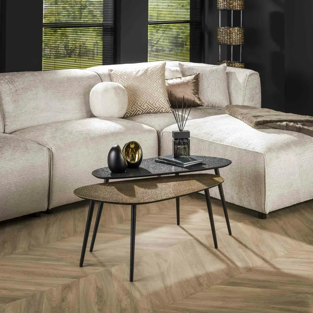 Sellettes En Métal|Tables Basses Gigognes|RALF Table basse design organique effet cuivré (lot de 3)