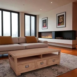 Tables Basses À Tiroirs|Tradition Table basse double face hévéa 125cm HELENA