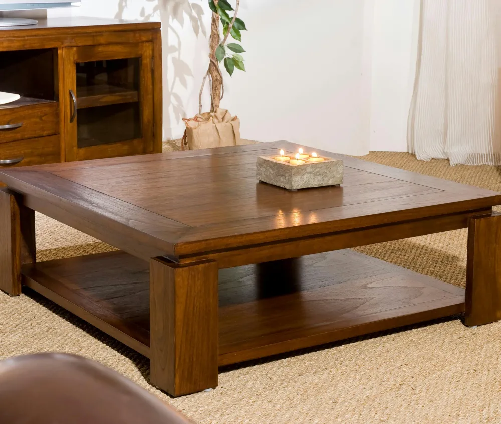 Tables Basses Carrées|Lola Table basse double plateau 90x90cm