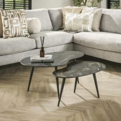 Univers Déco·Design Contemporain|Tables Basses Design|GALWAY Table basse en céramique forme haricot (lot de 2)