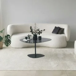 Tables Basses En Verre|TULUM Table basse en verre fumé minimaliste forme galet