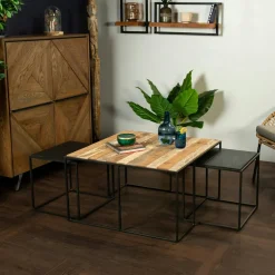 Tables Basses Gigognes|Tables Basses Industrielles|DUMAI Table basse gigogne carrée