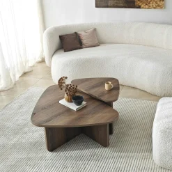 Tables Basses Gigognes|MARFA Table basse gigogne noire, triangle organique (x2)