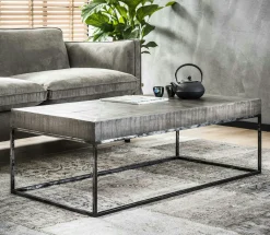 Tables Basses Carrées|Tables Basses Industrielles|Lucknow Table basse grise bois massif 80 cm