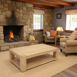 Tables Basses Scandinaves|Attan Table basse Hévéa double plateaux 115x65x35cm