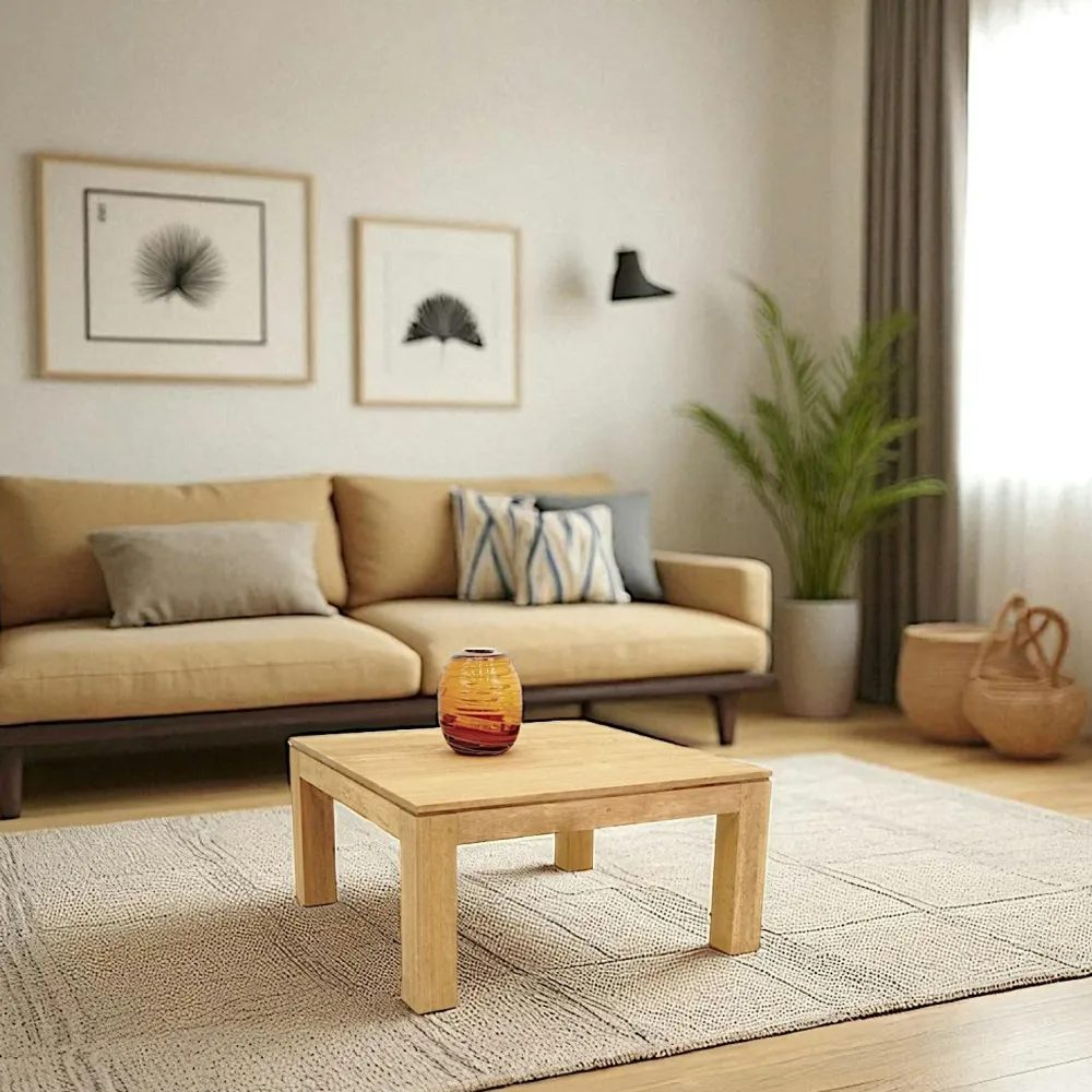 Tables Basses Carrées|Helena Table basse hévéa 80X80cm