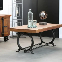 Univers Déco·Loft Industriel|Tables Basses Vintage|LEEDS Table basse industrielle vintage bois recyclé roues