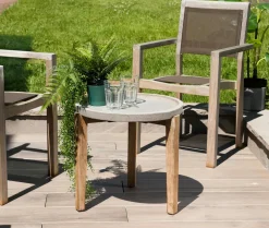 Tables Basses De Jardin|HERCULE Table basse jardin acacia béton forme ronde PM