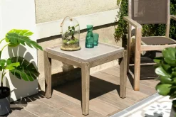 Tables Basses De Jardin|HERCULE Table basse jardin acacia béton forme carrée GM