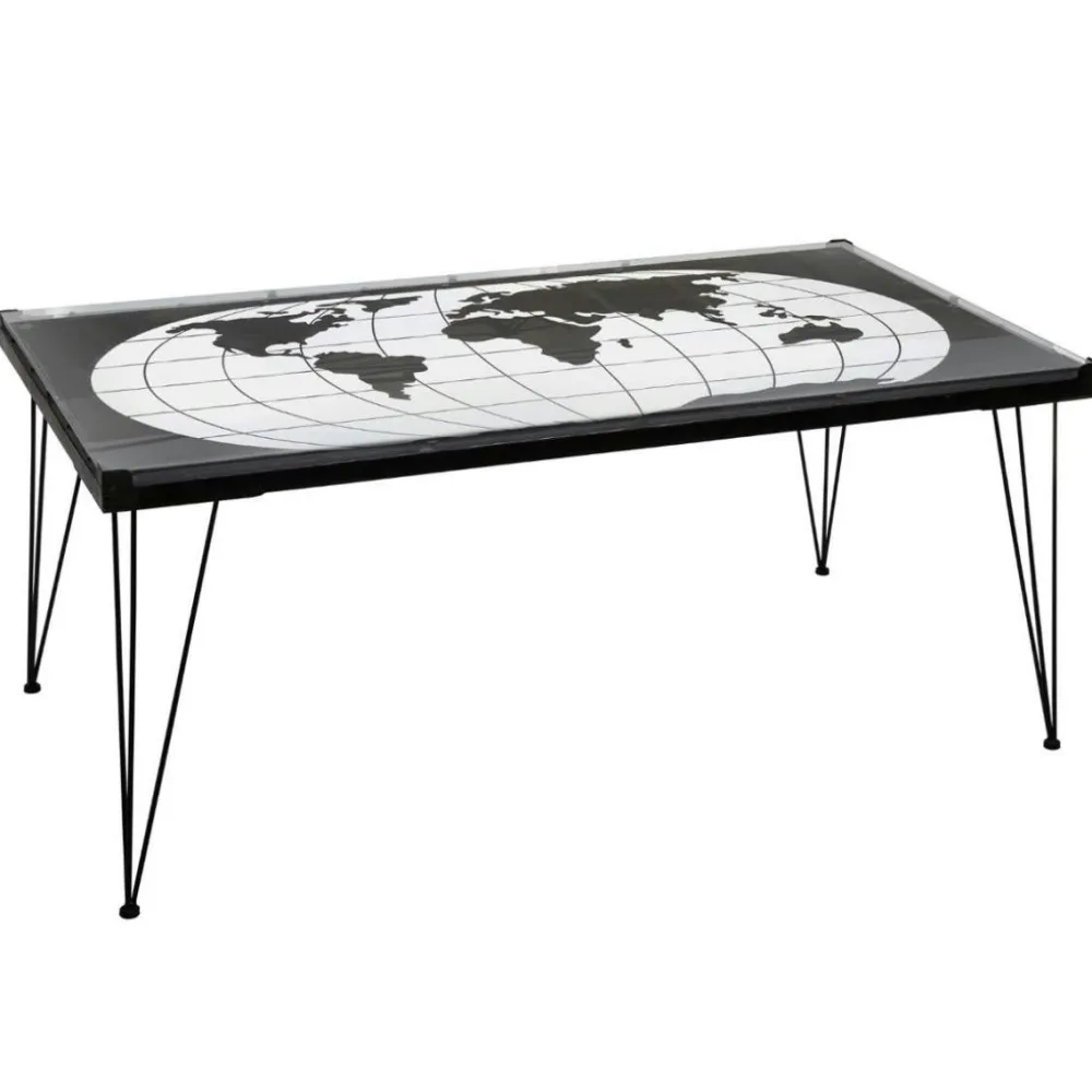 Tables Basses Design|Tables Basses En Verre| Table basse Mappemonde plateau verre