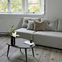 Tables Basses En Verre|TULUM Table basse miroir forme organique pieds blancs