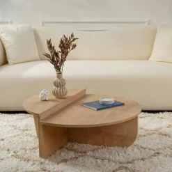 Tables Basses Rondes|Tables Basses Gigognes|MARFA Table basse moderne effet chêne huilé - 2 hauteurs