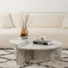 Tables Basses Rondes|Tables Basses Gigognes|MARFA Table basse moderne effet marbre blanc - 2 hauteurs