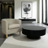 Tables Basses Rondes|LOMBARDIE Table basse noire - plateau céramique, bords crantés