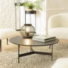 Tables Basses Rondes|Tables Basses Industrielles|CORUMBA Table basse noire ronde bois-métal