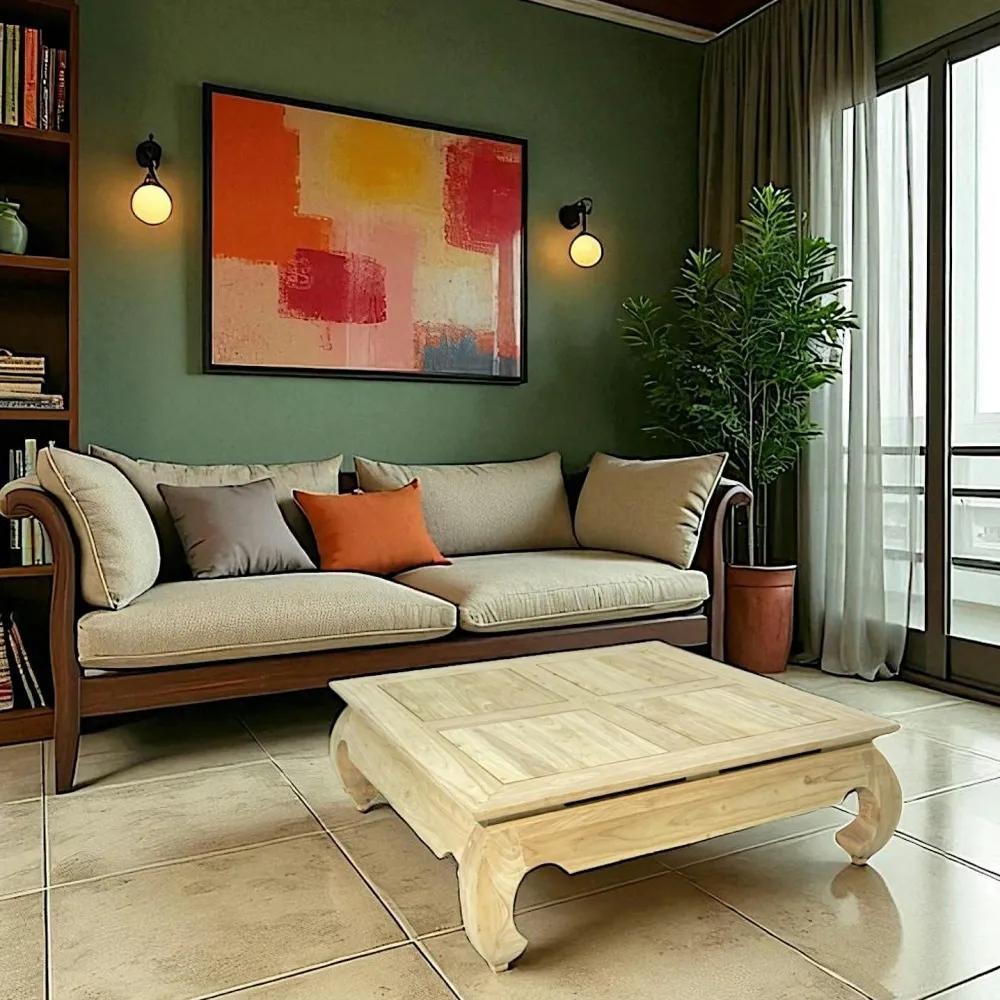 Tables Basses Carrées|Maori Table basse Opium hévéa 100x100x35cm