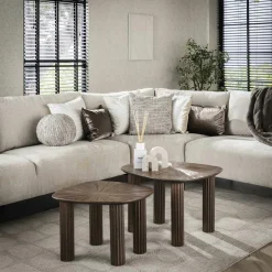 Tables Basses Design|Tables Basses Gigognes|YOGY Table basse organique en bois de teck forme triangle (lot de 3)