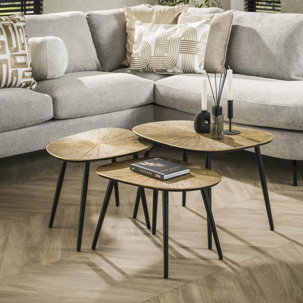 Tables Basses Vintage|Tables Basses Gigognes|RALF Table basse organique, motif soleil (lot de 2)