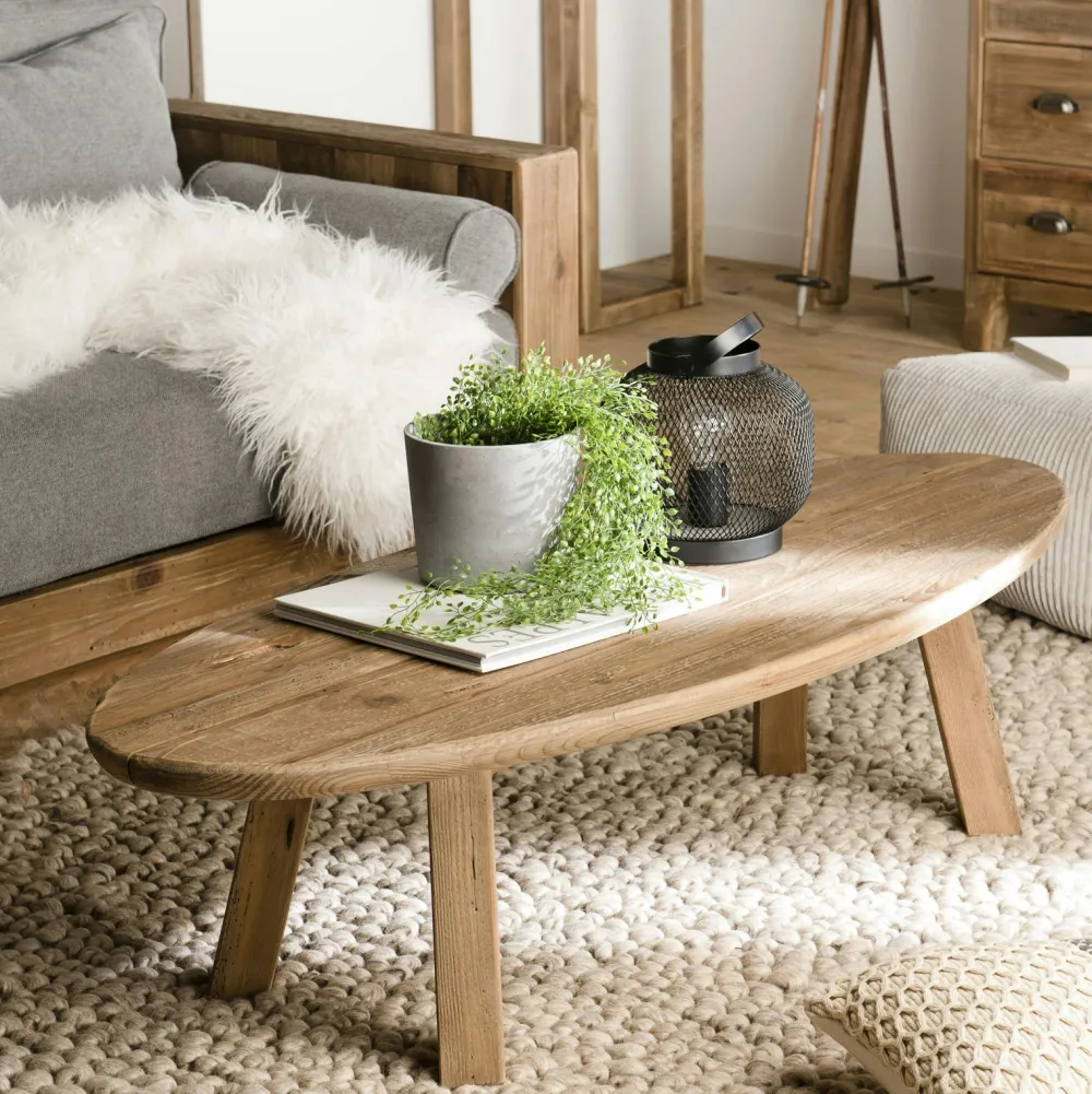 Univers Déco·Maison De Campagne|DENVER Table basse ovale en bois de pin recyclé