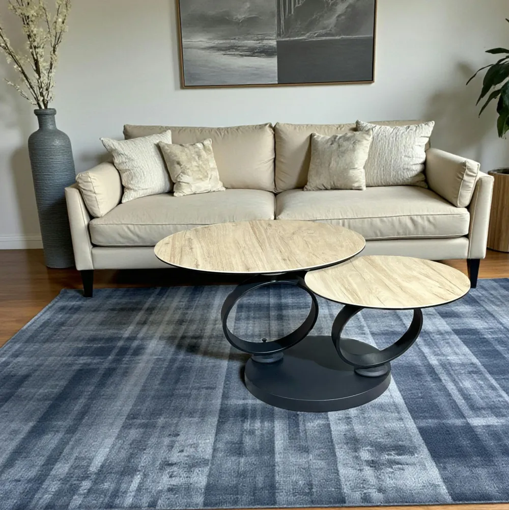 Tables D'Appoint Rondes|Sellettes Rondes|LOMBARDIE Table basse pivotante en céramique anthracite