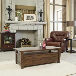 Tables Basses À Tiroirs|Tradition Table basse rectangle 3 tiroirs hévéa 125x58x43cm