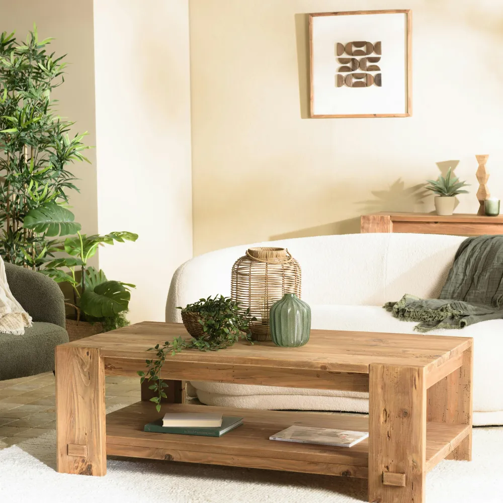 Univers Déco·Maison De Campagne|DENVER Table basse rectangulaire 2 plateaux bois recyclé