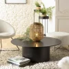 Tables Basses Rondes|Tables Basses Industrielles|CORUMBA Table basse ronde 80 cm bois et métal noir