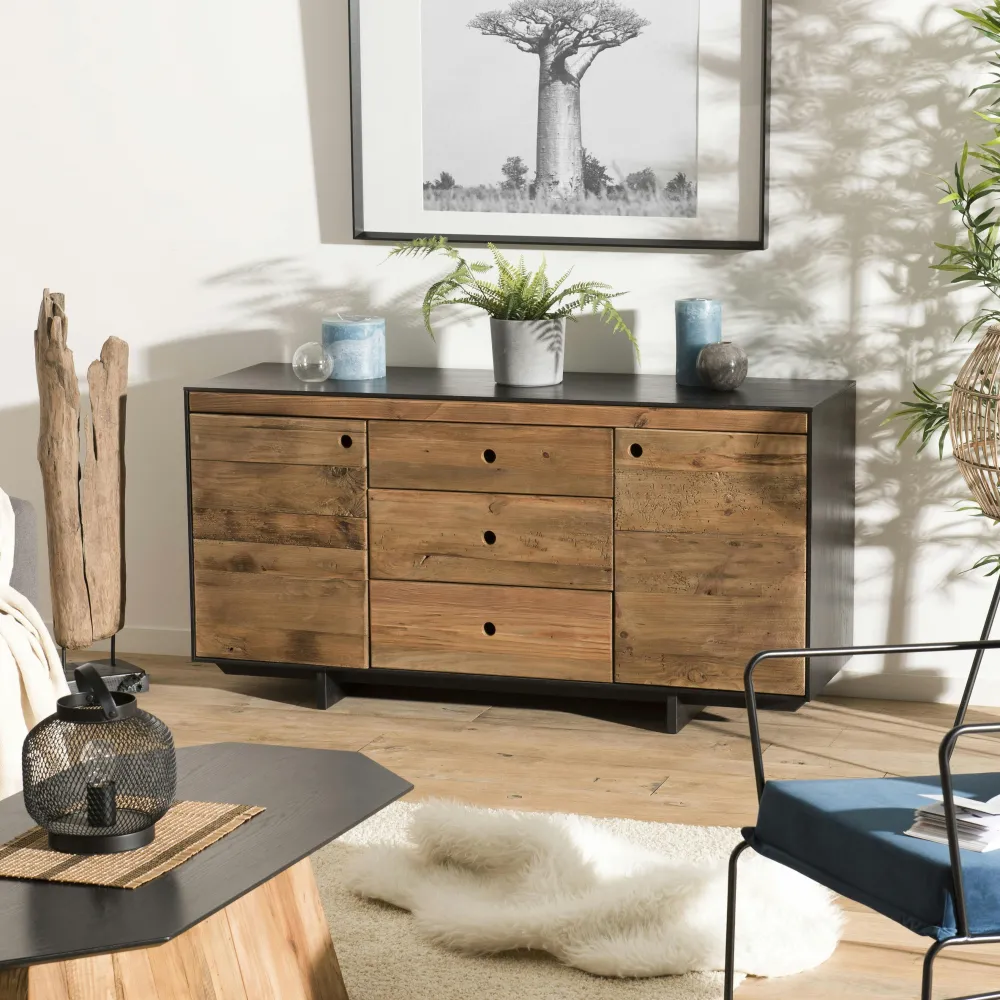 Tables Basses Design|Tables Basses Rondes|CRACOVIE Table basse ronde bois recyclé pin