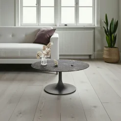 Tables Basses Rondes|LIGURIE Table basse ronde céramique marbrée, pied tulipe