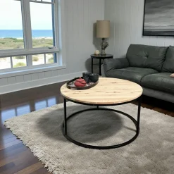 Tables Basses Rondes|PALERME Table basse ronde diamètre 90 cm en chêne blanc