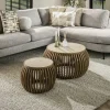 Tables Basses Gigognes|ASCOLI Table basse ronde en bois de manguier et céramique (lot de 2)
