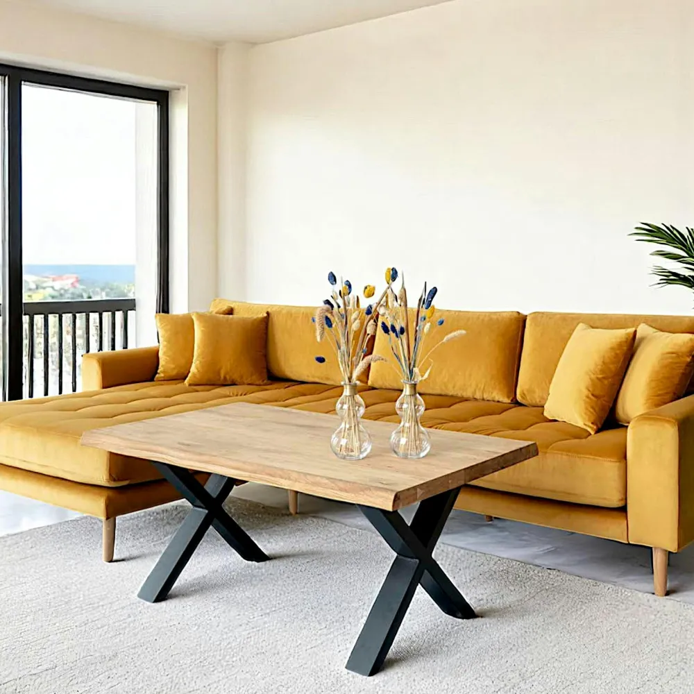 Tables Basses En Verre|Tables Basses Rondes|TULUM Table basse ronde en verre – cadre doré ⌀80 cm