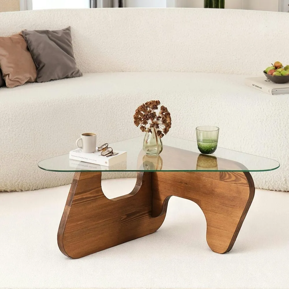 Tables Basses En Verre|Tables Basses Rondes|TULUM Table basse ronde en verre – cadre doré ⌀80 cm