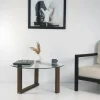 Tables Basses En Verre|Tables Basses Rondes|ANZIO Table basse ronde en verre - pied labyrinthe
